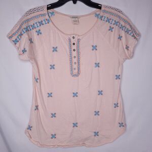 Sundance Top Small Light Pink Embroidered Beaded Western